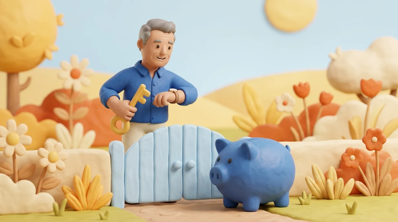 Can I access my pension at 55? A pension piggy bank behind a gate that opens at 57