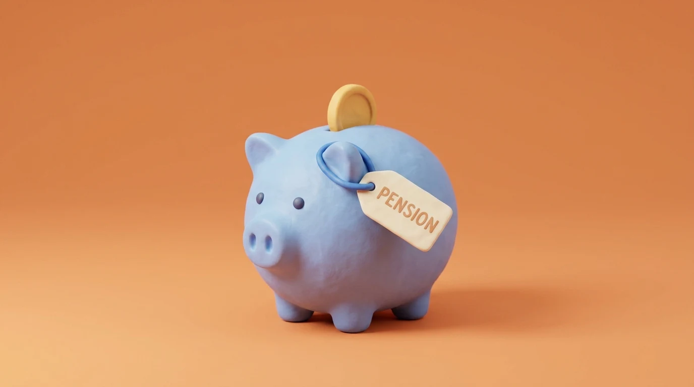 Pension projection calculator: a piggy bank labelled pension, for working out what your pension pot could grow to